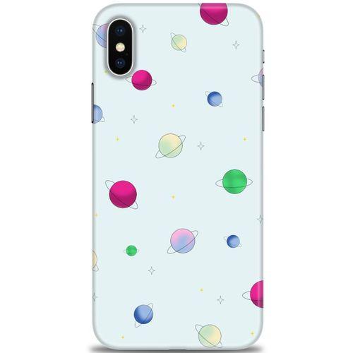 iPhone X Kılıf HD Baskılı Kılıf - Gezegenler Çizim + Tam Ekran Koruyucu