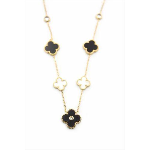 Taşlı Yonca Kolye - Altın