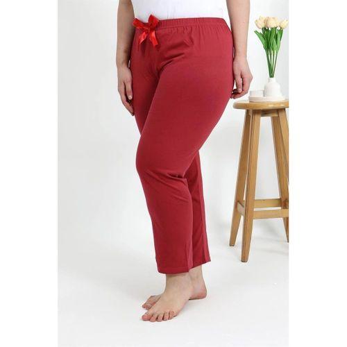 Kadın Büyük Beden Mercan Pamuklu Rahat Kalıp Ev Giyim Pijama Altı