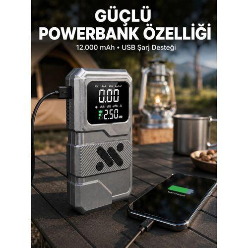 Led Işıklı Akü Takviye Ve Lastik Şişirme Cihazı