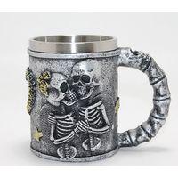 Sonsuz Aşk İskelet Tasarımlı 3d Kabartmalı Çelik Kupa Bardak