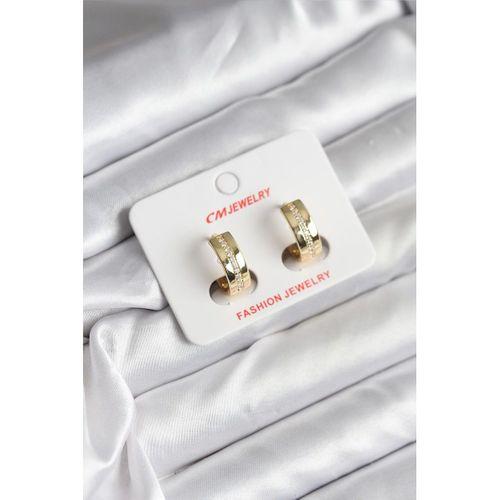 14K Gold Renk Kaplama Zirkon Taşlı Halka Model CM Kadın Küpe