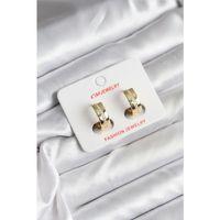 14K Gold Renk Kaplama Zirkon Taşlı Halka Model CM Kadın Küpe