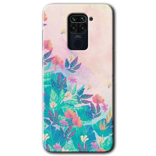 Xiaomi Redmi Note 9 HD Baskılı Kılıf + 9D Tam Ekran Koruyucu - Çizim Yapraklar