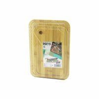 İ22-197 2 Parça Set Oval Kenarlı Kanallı Yuvarlak Kulplu Ahşap Bambu Kesim Panosu 18x28x1cm 22x32x1cm