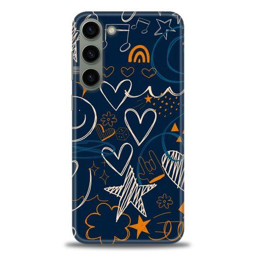 Samsung Galaxy S23 Plus Kılıf HD Baskılı Kılıf - Notalar ve Kalpler + Tam Ekran Koruyucu