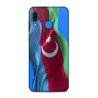Samsung Galaxy A30 Uyumlu Kılıf Azarbaijan (6) Silikon Kılıf Dalgalanan Bayrak
