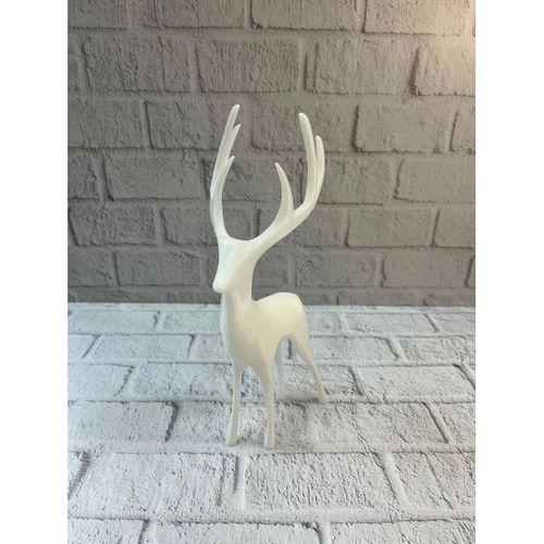 Geyik Figürü Beyaz Modern Salon Ve Raf Dekoru