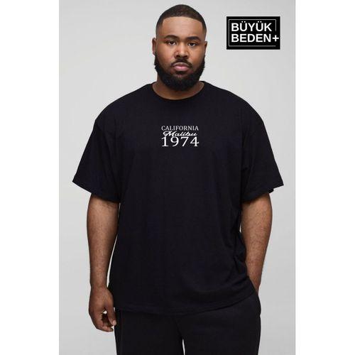 Süperlife Erkek Büyük Beden California 1974 Baskılı 3xl-6xl Bisiklet Yaka Tshırt SPR26TBS510-02