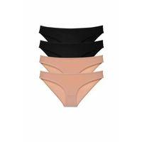 4 adet Süper Eko Set Likralı Kadın Slip Külot Siyah Ten