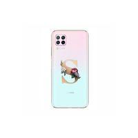 P40 Lite Şeffaf Kılıf Gold Renkli Çiçekli S Harfli Desenli