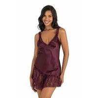 Mürdüm Kısa Saten Gecelik 8238