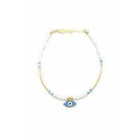 Boncuklu Göz Halhal - Beyaz