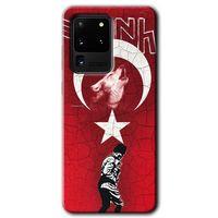 Galaxy S20 Ultra Kılıf HD Desen Baskılı Arka Kapak - Bozkurt Atam + Kırılmaz Cam