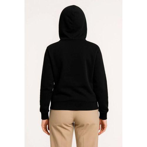 Üç İplik Kapüşonlu Tam Fermuarlı Kanguru Çepli SweatShirt Hoodie - Siyah