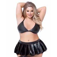 Büyük Beden Fantezi Sütyen Ve Pileli Mini Etek Takımı