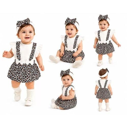 3/12 Ay Bandanalı Zıbınlı Leopar Salopet Bebek Takımı