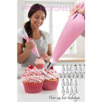 20 Uçlu Pasta Süsleme Seti – 2 Krema Torbası, Paslanmaz Uçlar, Profesyonel ve Ev Kullanımı İçin