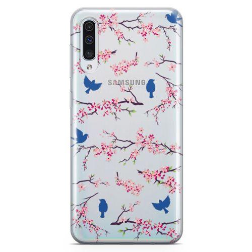 Samsung Galaxy A70 Kılıf Mavi Serçe Arka Kapak Koruma Desenli Full Koruyucu