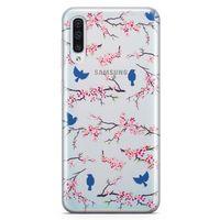 Samsung Galaxy A70 Kılıf Mavi Serçe Arka Kapak Koruma Desenli Full Koruyucu