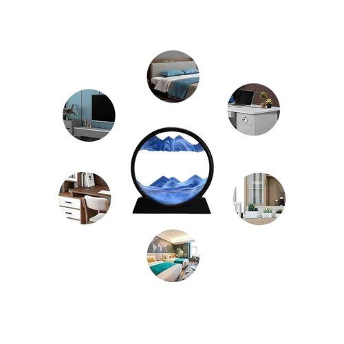 7 Inç Mavi Orta Boy Dekoratif Yuvarlak Şık Kum Tablosu Modern Dekoratif Süs