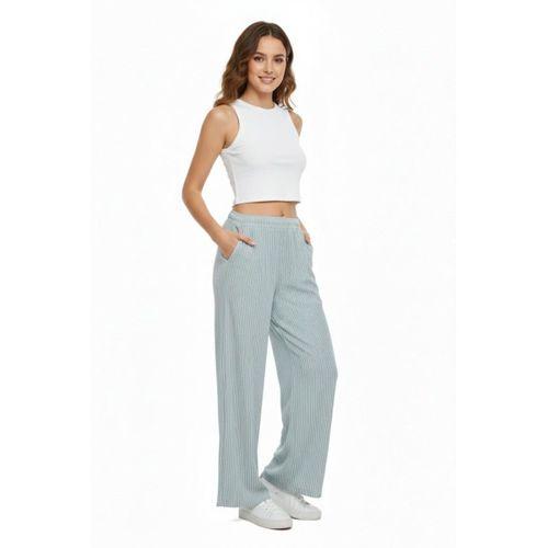 Kadın Su Yolu Çizgili Lastikli Pantolon BGL-ST04765