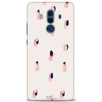 Huawei Mate 10 Pro Kılıf HD Baskılı Kılıf - Pembe Lacivert + Tam Ekran Koruyucu