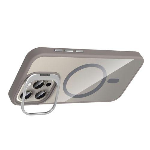 Apple iPhone 15 Pro Kılıf Standlı ve Kamera Lens Hediyeli M-Safe Şarj Özellikli Zore Etro Kapak