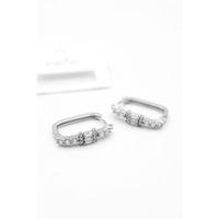 Dikdörgen Taşlı Küpe - Gümüş