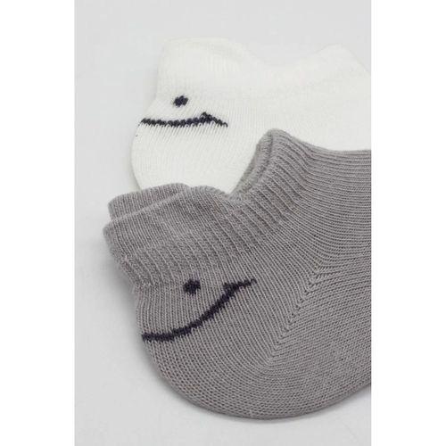 2'li Sneakers Smile Penye Çorap Gri Ekru Yumuşak Ve Rahat Günlük Çorap