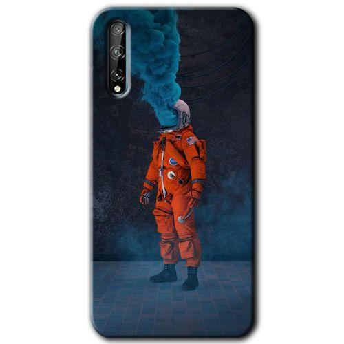 Huawei Y8P Kılıf Kapak - Smoke Astronot +Hayalet Ekran Yandan Gözükmez