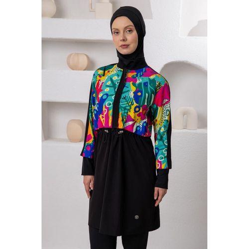 Adasea 261205 Siyah Spor Lycra Uzun Kollu Tesettür Mayo