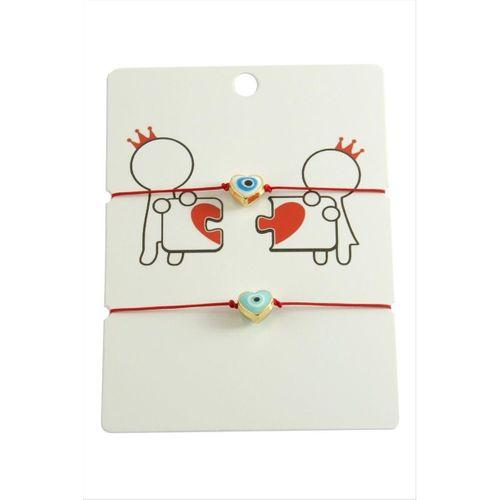 Kalp Nazar İp Bileklik 2 Adet