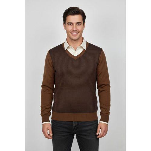 Erkek V Yaka Triko Kazak Çelik Örgü Regular Kalıp BGL-ST04838