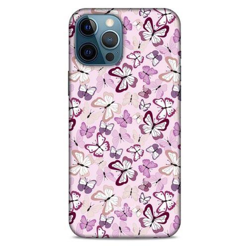 Apple iPhone 12 Pro Max Kılıf Kelebek Etkisi (2) Kabı Mor Beyaz