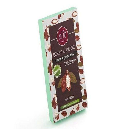 Elit Çikolata Şeker İlavesiz Ve Prebiyotik Bitter Çikolata 60 Gram
