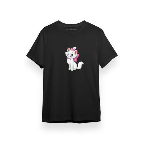 Kedi Siyah Kısa kol Erkek Tshirt
