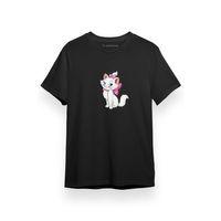 Kedi Siyah Kısa kol Erkek Tshirt