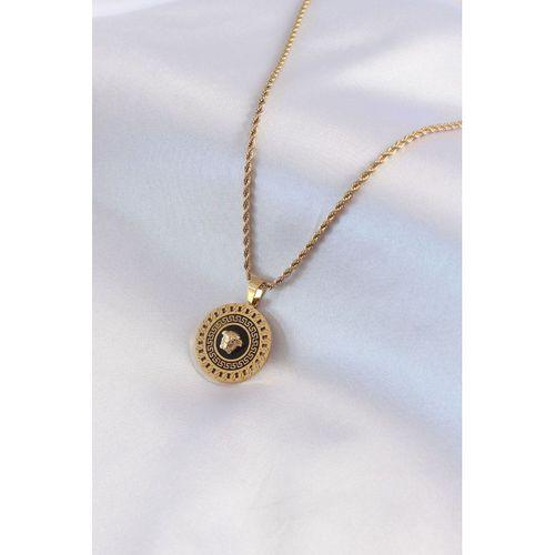 Erb 316L Çelik Gold Renk Burgu Zincir Madalyon Model Kadın Kolye