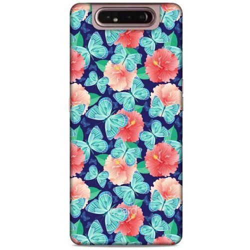Samsung Galaxy A80 Kılıf Kelebek Etkisi (24) Darbe Emici Kılıf Yeşil Beyaz