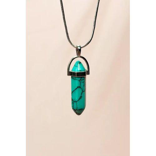Turkuaz Doğal Taşı Zincirli El Yapımı Kolye Uç: 3 cm Zincir: 20 cm Kutulu