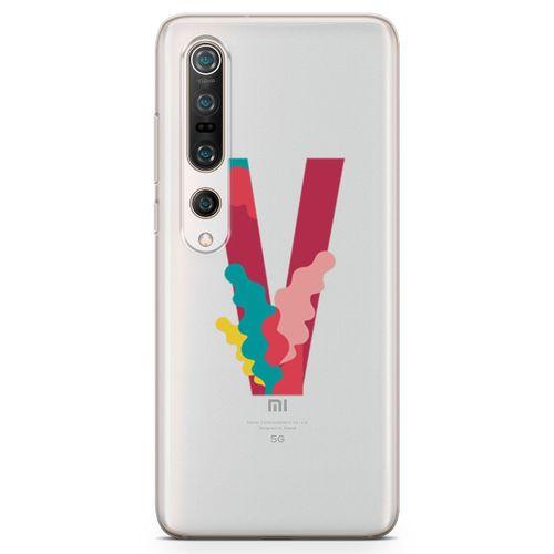 Xiaomi Mi 10 Pro Kılıf V Harfi Çiçekli Arka Kapak Koruma Desenli Full Koruyucu
