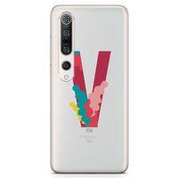 Xiaomi Mi 10 Pro Kılıf V Harfi Çiçekli Arka Kapak Koruma Desenli Full Koruyucu