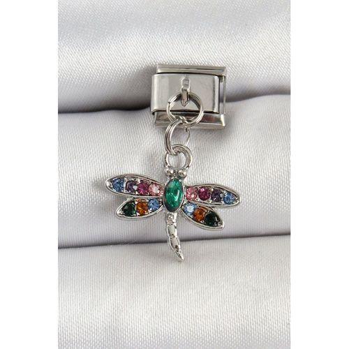 316L Çelik Sallantılı Renkli Zirkon Taşlı Yusufcuk Model Gümüş Renk Nomination Charm