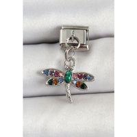 316L Çelik Sallantılı Renkli Zirkon Taşlı Yusufcuk Model Gümüş Renk Nomination Charm