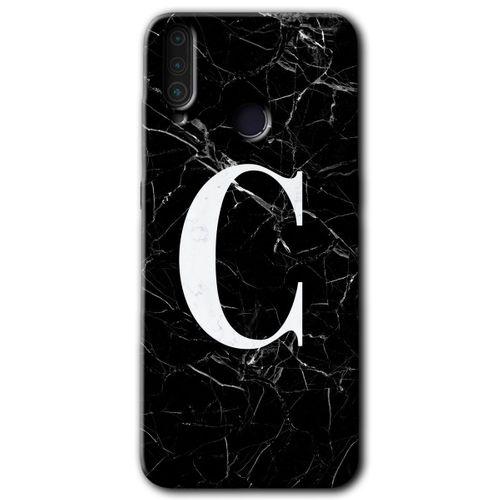 General Mobile GM 10 HD Baskılı Kılıf + 9D Tam Ekran Koruyucu - Siyah Mermer Desenli C Harfi