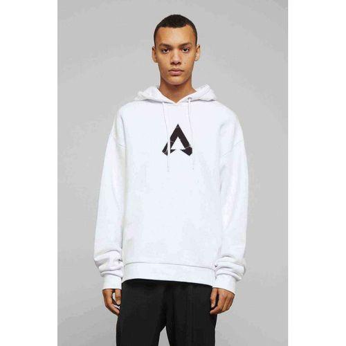 Apex Logo Baskılı Beyaz Erkek Kapşonlu Sweatshirt