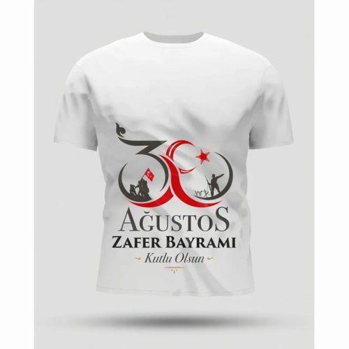30 Ağustos Zafer Bayramı Baskılı Oversize Bisiklet Yaka T-shirt