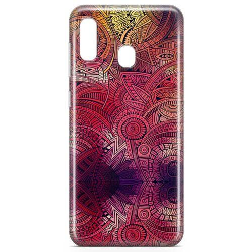Samsung Galaxy A20 Kılıf Kırmızı Pembe Motifler Arka Kapak Koruma Desenli Full Koruyucu
