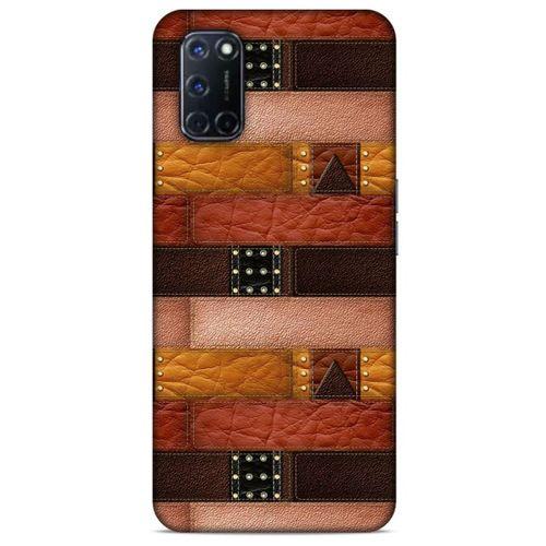 Oppo A92 Kılıf Patchwork (33) Hybrid Kılıf Kahve Toz Pembe